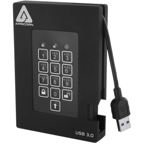 A25-3PL256-500F Жорсткий диск Apricorn 500GB Aegis Padlock Fortress FIPS 140-2 USB 3.0 с PIN-доступом