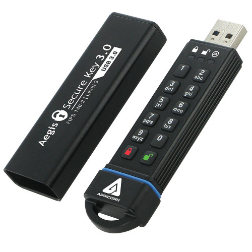 ASK3-16GB Защищенный USB флэш-накопитель Apricorn Aegis Secure Key 16GB USB 3.0, FIPS 140-2 Level 3, AES XTS 256-bit