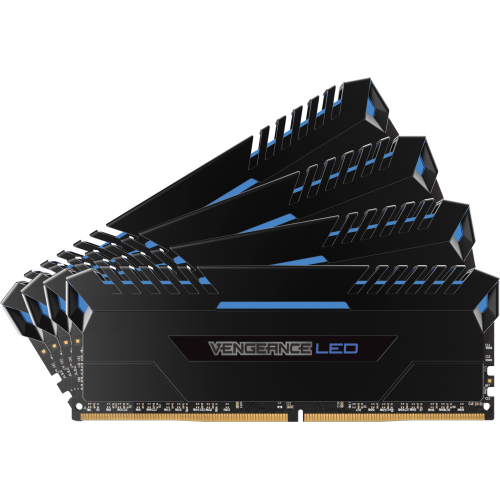 Оперативна пам'ять Corsair Vengeance LED DDR4, 32GB (4x 8GB) 3200MHz, CL16 Blue (CMU32GX4M4D3200C16B)