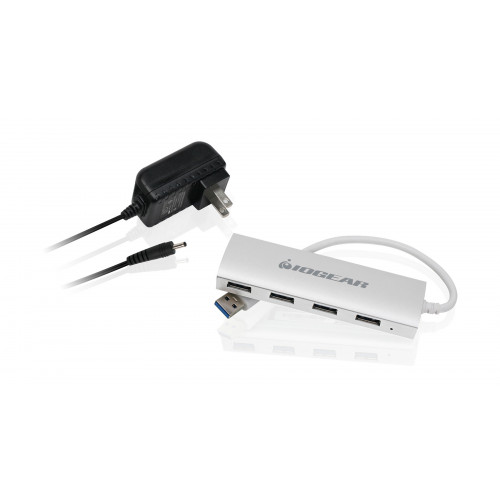 GUH304P USB Концентратор Iogear met(AL) P4P Hub, 4-Port USB 3.0 Powered Hub with Aluminum Chassis