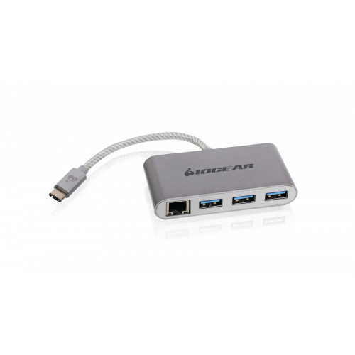 GUH3C34 USB Концентратор Iogear HUB-C Gigalinq USB-C to USB-A Hub with Ethernet Adapter