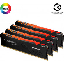 Оперативна пам'ять KINGSTON HyperX Fury RGB, DDR4, 64 GB, 3600MHz, CL18 (HX436C18FB4AK4/64)