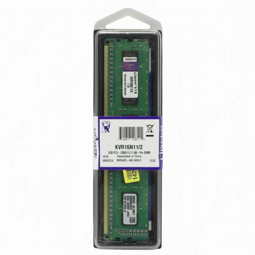 KVR16N11/2 Оперативна пам'ять Kingston 2GB 1600MHZ DDR3 Non-ECC CL11 DIMM
