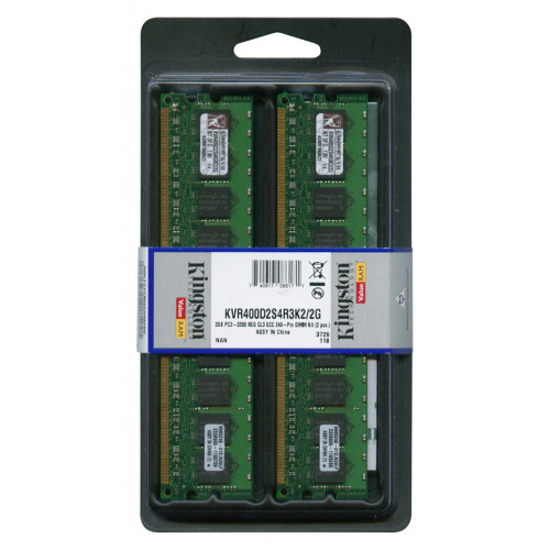KVR400D2S4R3K2/2G Оперативна пам'ять Kingston ValueRAM DIMM 2GB Kit (2x 1GB) DDR2-400MHz CL3, reg ECC