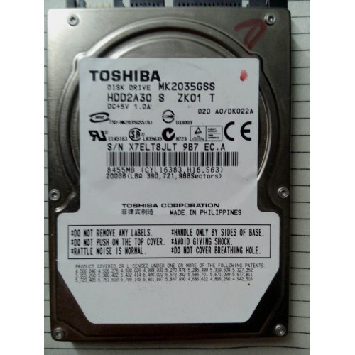 MK2035GSS Жорсткий диск Toshiba MK2035GSS