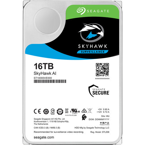 ST16000VEZ00 Жорсткий диск Seagate 16TB SkyHawk AI 7200 rpm SATA III 3.5" Surveillance HDD