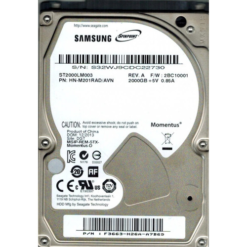 ST2000LM003 HN-M201RAD Жорсткий диск Seagate Samsung Spinpoint M9T 2TB 2.5" SATA 6Gb/s