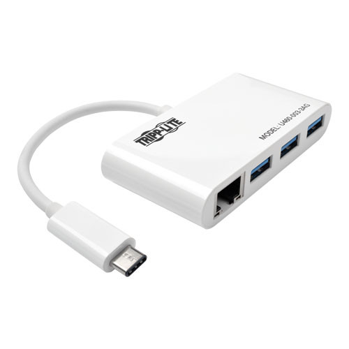 U460-003-3AG USB Концентратор Tripp Lite 3-Port USB-C to USB-A Hub Portable with Gigabit Ethernet Port RJ45