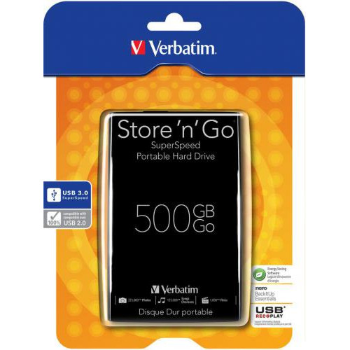 VHD53B Жорсткий диск Verbatim Store 'n' Go Portable 500GB 2.5" USB 3.0