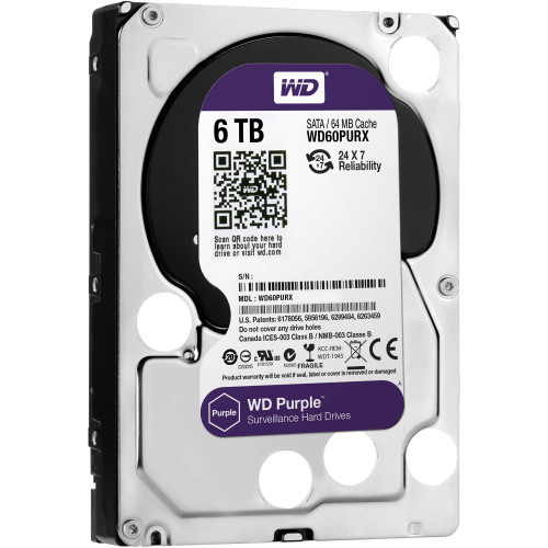 WD60PURZ Жорсткий диск WESTERN DIGITAL WD 6TB Purple SATA GB/S 5400 RPM 64MB 3.5"