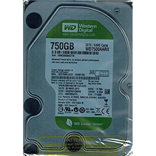 WD7500AARX Жорсткий диск Western Digital Caviar Green 750GB 3.5'' SATA 6Gb/s